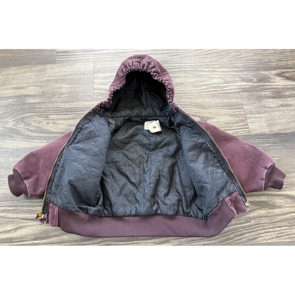 Rare Vintage Carhartt Active Worker Jacket Coat Burgandy Plum 2T 1990s 2000